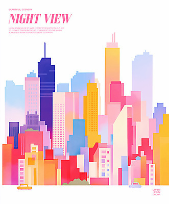 PSD 편집이미지 사람없음 건물 도시풍경 컬러풀 스카이라인 빌딩숲 이미지편집 건축물 컬러 풍경 빌딩 도시 파일형식