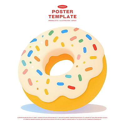 PSD 일러스트 디저트 사람없음 노란색 도넛 달콤 스프링클 국내일러스트 음식 컬러 장식 맛 파일형식