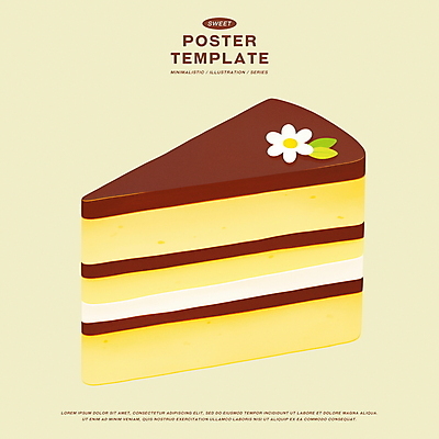 PSD 꽃 일러스트 디저트 사람없음 노란색 달콤 초코케이크 국내일러스트 식물 음식 컬러 케이크 맛 파일형식