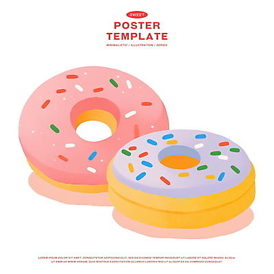 PSD 분홍색 일러스트 디저트 사람없음 도넛 달콤 스프링클 국내일러스트 음식 컬러 장식 맛 파일형식