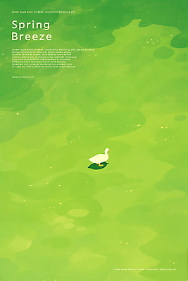 PSD 여유 일러스트 오리 풍경 초원 사람없음 초록색 평화 봄 감성 국내일러스트 계절 감정 컬러 컨셉 조류 파일형식