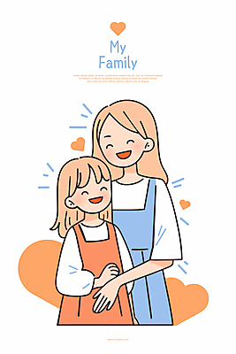 여자 행복 어린이 일러스트 안기 모녀 함께함 소녀 성인 두명 주황색 하트 여자만 유대감 일러캐릭터 AI파일 모양 캐릭터 딸 감정 컬러 컨셉 가족 모션 엄마 사람 파일형식 벡터