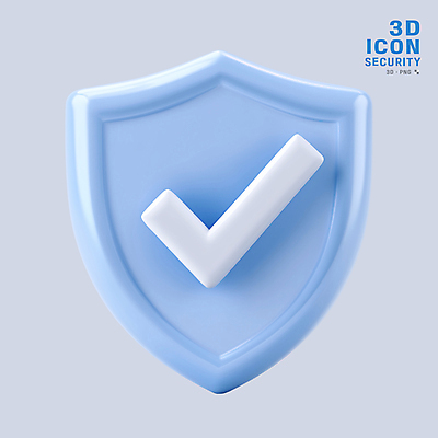 PSD 아이콘 사람없음 3D아이콘 3D 오브젝트 체크표시 보안 방패 엘리먼트 쉴드 편집3D 안전 디지털합성 확인 파일형식