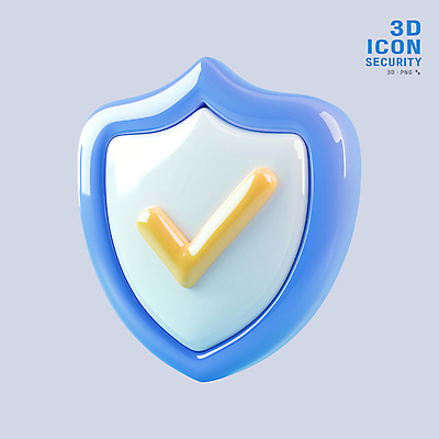 PSD 아이콘 사람없음 3D아이콘 3D 오브젝트 체크표시 보안 방패 엘리먼트 쉴드 편집3D 안전 디지털합성 확인 파일형식