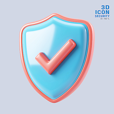 PSD 아이콘 사람없음 3D아이콘 3D 오브젝트 체크표시 보안 방패 엘리먼트 쉴드 편집3D 안전 디지털합성 확인 파일형식