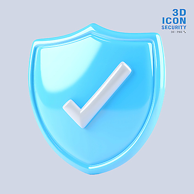 PSD 아이콘 사람없음 3D아이콘 3D 오브젝트 체크표시 보안 방패 엘리먼트 쉴드 편집3D 안전 디지털합성 확인 파일형식