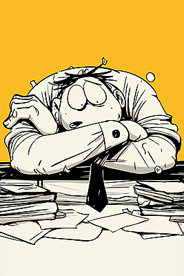 남자 엎드리기 일러스트 스트레스 한명 상반신 성인 노란색 팔짱 불안 책상 서류더미 성인남자한명만 국내일러스트 AI파일 1 감정 컬러 가구 모션 사람 문서 남자한명만 성인남자만 파일형식 벡터 더미