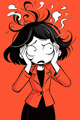 여자 일러스트 스트레스 한명 정장 성인 빨간색 잡기 불안 고민 성인여자한명만 국내일러스트 머리짚기 AI파일 1 옷 감정 컬러 모션 사람 여자한명만 성인여자만 파일형식 벡터