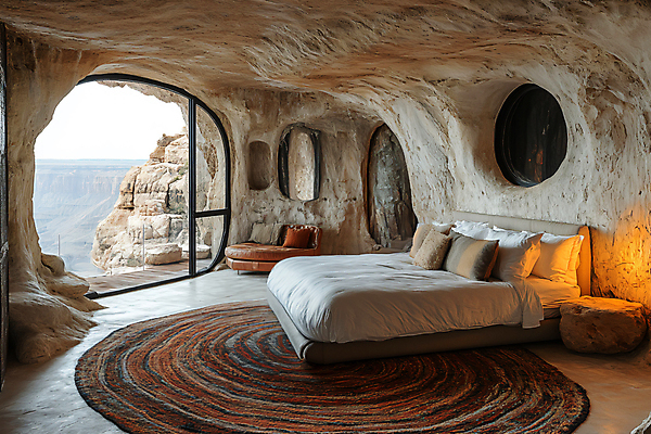 JPG 편집이미지 해외풍경 해외여행 자연 휴식 카파도키아 사람없음 소파 매트 발코니 침대 동굴 편집실사 AI포토 AI콘텐츠 해외 여행 가구 컨셉 의자 풍경 CG 생태계 파일형식 튀르키예