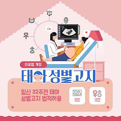 템플릿 여자 분홍색 말풍선 의학 전등 미소 성인 두명 임산부 아기용품 의사 서랍장 태아 성별 초음파 초음파검사 성인여자만 법률개정 이미지템플릿 AI파일 컬러 가구 조명 표정 사람 임신 의료진 오브젝트 검사_조사 여자만 성인만 파일형식 벡터 개정