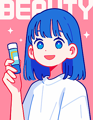 응시 여자 분홍색 일러스트 한명 웃음 들기 상반신 성인 반짝임 화장품 병 성인여자한명만 국내일러스트 AI파일 1 식기 시선 컬러 모션 표정 사람 뷰티 여자한명만 성인여자만 파일형식 벡터