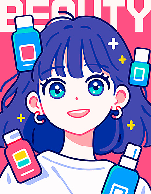 응시 여자 분홍색 일러스트 한명 웃음 상반신 성인 반짝임 귀걸이 화장품 병 성인여자한명만 국내일러스트 AI파일 1 식기 시선 컬러 장신구 모션 표정 사람 뷰티 여자한명만 성인여자만 파일형식 벡터