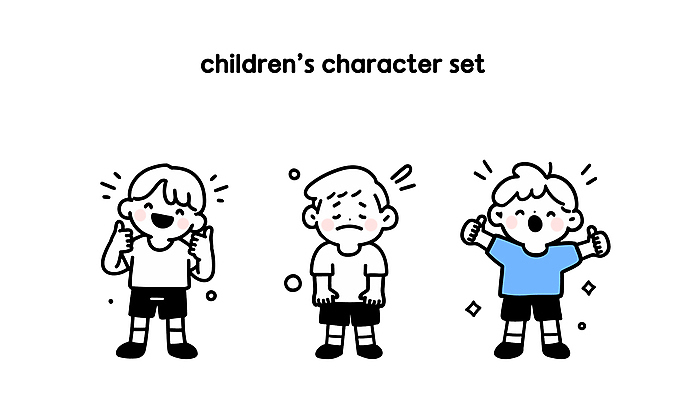 전신 남자 어린이 일러스트 팔벌리기 미소 소년 세명 기쁨 슬픔 좌절 즐거움 따봉 울상 소년만 일러캐릭터 AI파일 캐릭터 감정 컨셉 모션 표정 사람 최고 남자만 어린이만 파일형식 벡터