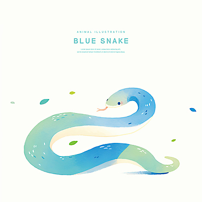 PSD 일러스트 나뭇잎 수채화 사람없음 연두색 귀여움 을사년 국내일러스트 푸른뱀 컨셉 잎 초록색 뱀 파일형식 2025년