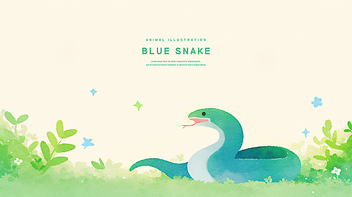 PSD 꽃 일러스트 나뭇잎 수채화 잔디 사람없음 연두색 반짝임 귀여움 을사년 국내일러스트 푸른뱀 식물 컨셉 잎 모션 초록색 뱀 파일형식 2025년
