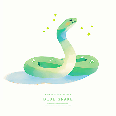 PSD 일러스트 수채화 사람없음 연두색 반짝임 귀여움 을사년 국내일러스트 푸른뱀 컨셉 모션 초록색 뱀 파일형식 2025년