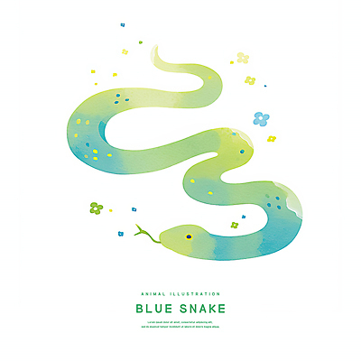 PSD 꽃 일러스트 수채화 사람없음 연두색 귀여움 을사년 국내일러스트 푸른뱀 식물 컨셉 초록색 뱀 파일형식 2025년