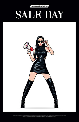 전신 모델 여자 패션 포스터 포즈 일러스트 그림자 한명 들기 성인 쇼핑 선글라스 세일 검은색 확성기 잡기 알림 성인여자한명만 세련 국내일러스트 AI파일 1 안경 컬러 모션 사람 여자한명만 성인여자만 파일형식 벡터