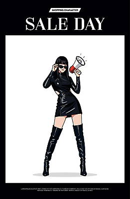 전신 모델 여자 패션 포스터 포즈 일러스트 그림자 한명 들기 성인 쇼핑 선글라스 세일 검은색 확성기 잡기 알림 성인여자한명만 세련 국내일러스트 AI파일 1 안경 컬러 모션 사람 여자한명만 성인여자만 파일형식 벡터