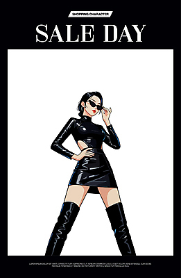 모델 여자 패션 포스터 허리손 포즈 일러스트 한명 성인 쇼핑 선글라스 세일 검은색 잡기 알림 성인여자한명만 세련 국내일러스트 AI파일 1 안경 컬러 모션 사람 여자한명만 성인여자만 파일형식 벡터