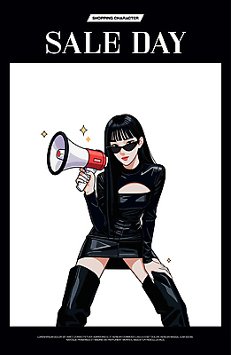 모델 여자 패션 포스터 포즈 일러스트 한명 들기 성인 반짝임 쇼핑 선글라스 세일 검은색 확성기 알림 성인여자한명만 세련 국내일러스트 AI파일 1 안경 컬러 모션 사람 여자한명만 성인여자만 파일형식 벡터