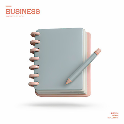 PSD 아이콘 분홍색 비즈니스 사람없음 3D아이콘 연필 3D 오브젝트 스프링노트 엘리먼트 편집3D 컬러 학용품 필기구 공책 디지털합성 파일형식