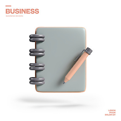 PSD 아이콘 분홍색 비즈니스 사람없음 3D아이콘 연필 3D 오브젝트 스프링노트 엘리먼트 편집3D 컬러 학용품 필기구 공책 디지털합성 파일형식