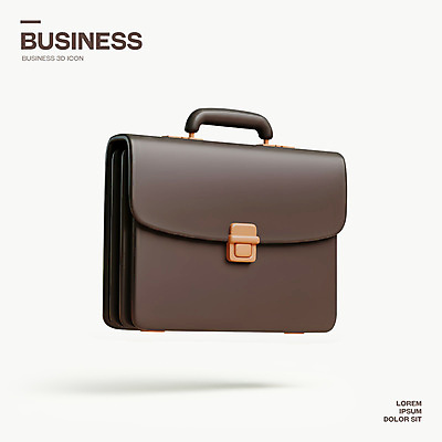 PSD 아이콘 서류가방 비즈니스 사람없음 3D아이콘 갈색 3D 오브젝트 엘리먼트 편집3D 컬러 가방 디지털합성 파일형식