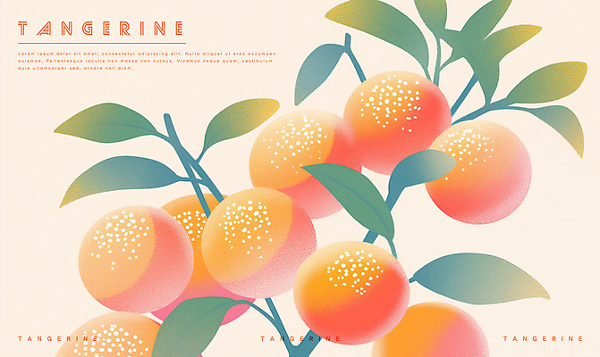 PSD 일러스트 수채화 사람없음 주황색 나뭇가지 판화 귤나무 국내일러스트 나무 컬러 귤 미술 파일형식