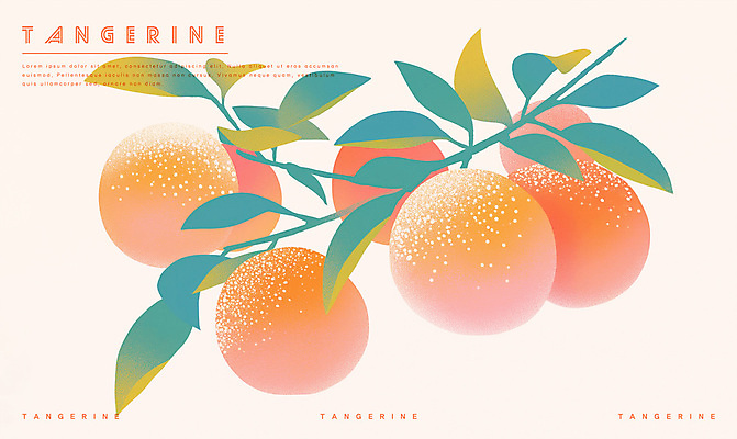 PSD 일러스트 수채화 사람없음 주황색 나뭇가지 판화 귤나무 국내일러스트 나무 컬러 귤 미술 파일형식