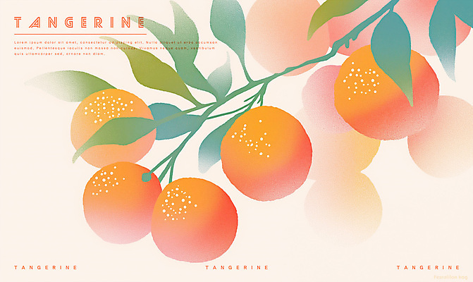 PSD 일러스트 수채화 사람없음 주황색 나뭇가지 판화 귤나무 국내일러스트 나무 컬러 귤 미술 파일형식