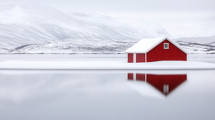 JPG 편집이미지 호수 자연 하늘 주택 북유럽 사람없음 반사 고요 흰색 눈 겨울풍경 설산 눈덮임 편집실사 AI포토 AI콘텐츠 자연요소 유럽 컬러 컨셉 겨울 날씨 산 풍경 건물 CG 생태계 파일형식