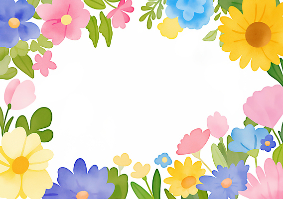 JPG 잎 일러스트 봄꽃 사람없음 컬러풀 꽃프레임 카피스페이스 국내일러스트 AI일러스트 AI콘텐츠 식물 꽃 컬러 프레임 봄 공백 파일형식