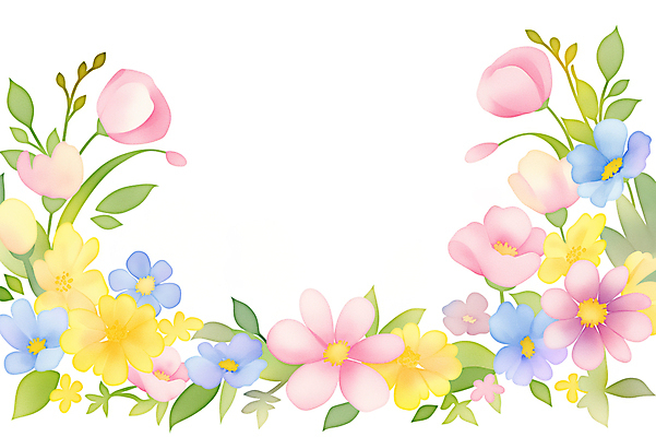 JPG 잎 일러스트 봄꽃 사람없음 컬러풀 꽃프레임 카피스페이스 국내일러스트 AI일러스트 AI콘텐츠 식물 꽃 컬러 프레임 봄 공백 파일형식