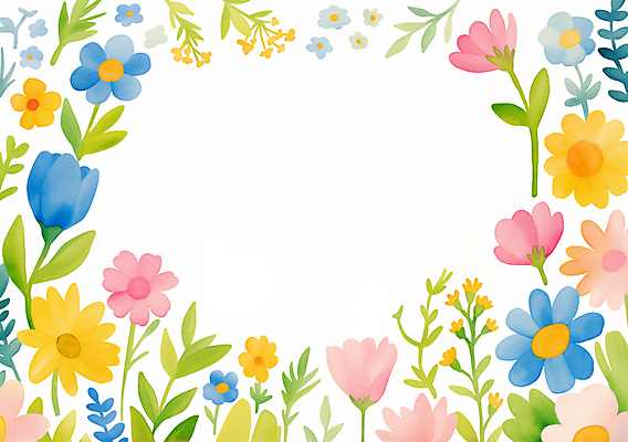 JPG 잎 일러스트 봄꽃 사람없음 컬러풀 꽃프레임 카피스페이스 국내일러스트 AI일러스트 AI콘텐츠 식물 꽃 컬러 프레임 봄 공백 파일형식
