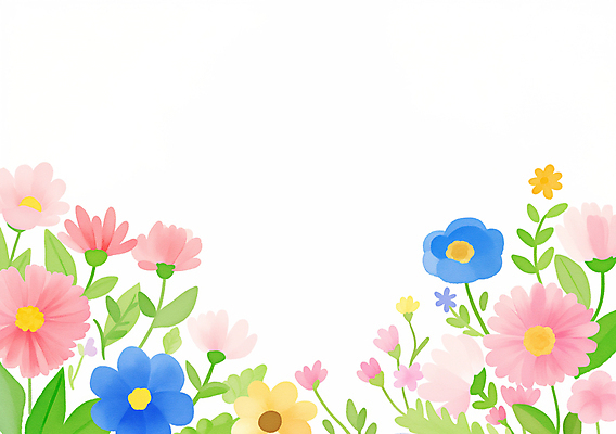 JPG 잎 일러스트 봄꽃 사람없음 컬러풀 꽃프레임 카피스페이스 국내일러스트 AI일러스트 AI콘텐츠 식물 꽃 컬러 프레임 봄 공백 파일형식