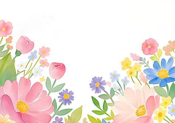 JPG 잎 일러스트 봄꽃 사람없음 컬러풀 꽃프레임 카피스페이스 국내일러스트 AI일러스트 AI콘텐츠 식물 꽃 컬러 프레임 봄 공백 파일형식