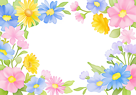 JPG 잎 일러스트 봄꽃 사람없음 컬러풀 꽃프레임 카피스페이스 국내일러스트 AI일러스트 AI콘텐츠 식물 꽃 컬러 프레임 봄 공백 파일형식