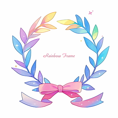 PSD 리본 일러스트 사람없음 반짝임 원형프레임 무지개색 월계수 카피스페이스 국내일러스트 모션 프레임 컬러풀 공백 원형 파일형식