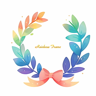 PSD 리본 일러스트 사람없음 반짝임 원형프레임 무지개색 월계수 카피스페이스 국내일러스트 모션 프레임 컬러풀 공백 원형 파일형식