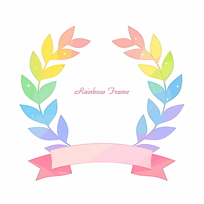 PSD 리본 일러스트 사람없음 반짝임 원형프레임 무지개색 월계수 카피스페이스 국내일러스트 모션 프레임 컬러풀 공백 원형 파일형식