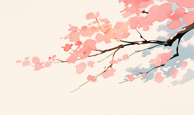 JPG 분홍색 일러스트 수채화 그림자 사람없음 봄풍경 벚꽃 나뭇가지 감성 국내일러스트 AI일러스트 AI콘텐츠 나무 꽃 컬러 컨셉 풍경 봄 파일형식