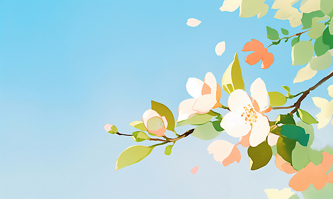 JPG 하늘색 일러스트 하늘 나뭇잎 사람없음 봄풍경 벚꽃 나뭇가지 감성 국내일러스트 AI일러스트 AI콘텐츠 나무 꽃 컨셉 잎 풍경 파란색 봄 파일형식