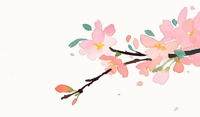 JPG 분홍색 일러스트 나뭇잎 사람없음 봄풍경 벚꽃 나뭇가지 꽃봉오리 감성 국내일러스트 AI일러스트 AI콘텐츠 나무 꽃 컬러 컨셉 잎 풍경 봄 파일형식