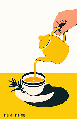 PSD 손 일러스트 그림자 들기 신체부위 노란색 풀 붓기 찻잔 다도 찻주전자 컵받침 판화 허브차 국내일러스트 식물 컬러 모션 주전자 잔 미술 사람 차_음료 예절 받침대 파일형식