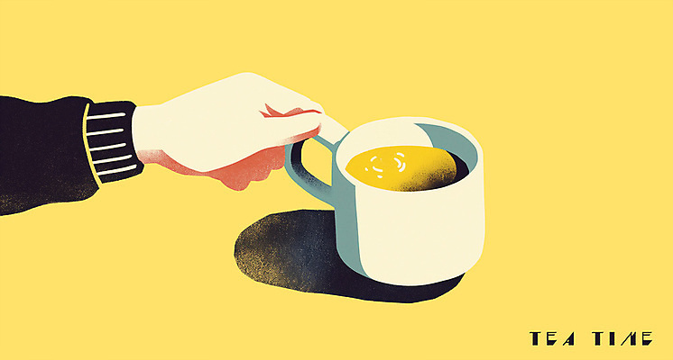 PSD 손 일러스트 그림자 들기 신체부위 노란색 풀 찻잔 다도 판화 허브차 국내일러스트 식물 컬러 모션 잔 미술 사람 차_음료 예절 파일형식