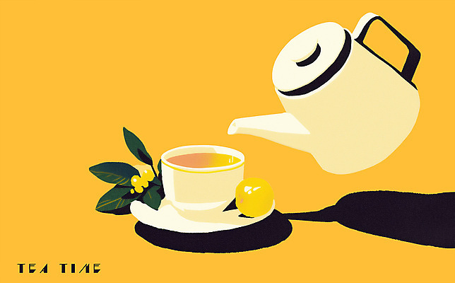 PSD 일러스트 그림자 사람없음 노란색 풀 찻잔 다도 찻주전자 컵받침 판화 유자 허브차 국내일러스트 식물 컬러 과일 주전자 잔 미술 차_음료 예절 받침대 파일형식