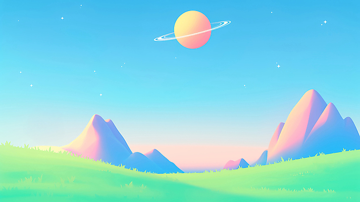 JPG 일러스트 자연 하늘 산 사람없음 파란색 노을 행성 상상력 초현실주의 국내일러스트 AI일러스트 AI콘텐츠 자연요소 컬러 우주 생태계 파일형식