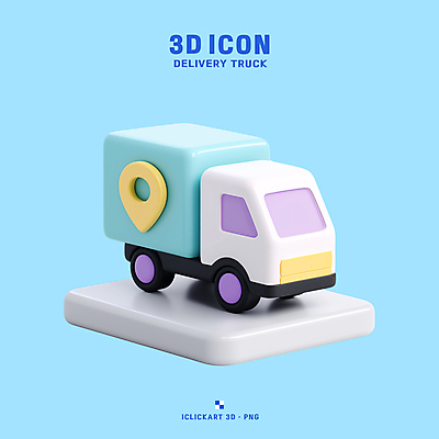 PSD 아이콘 하늘색 사람없음 3D아이콘 3D 배송 택배 위치 탑차 편집3D 파란색 트럭 운송업 디지털합성 파일형식
