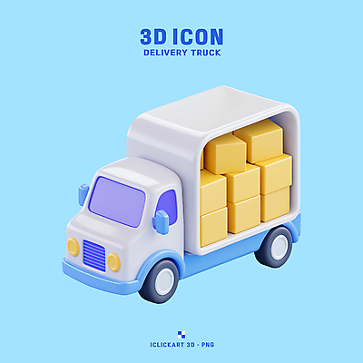 PSD 아이콘 하늘색 사람없음 3D아이콘 3D 운송업 배송 택배상자 탑차 편집3D 산업 파란색 상자 트럭 디지털합성 택배 파일형식